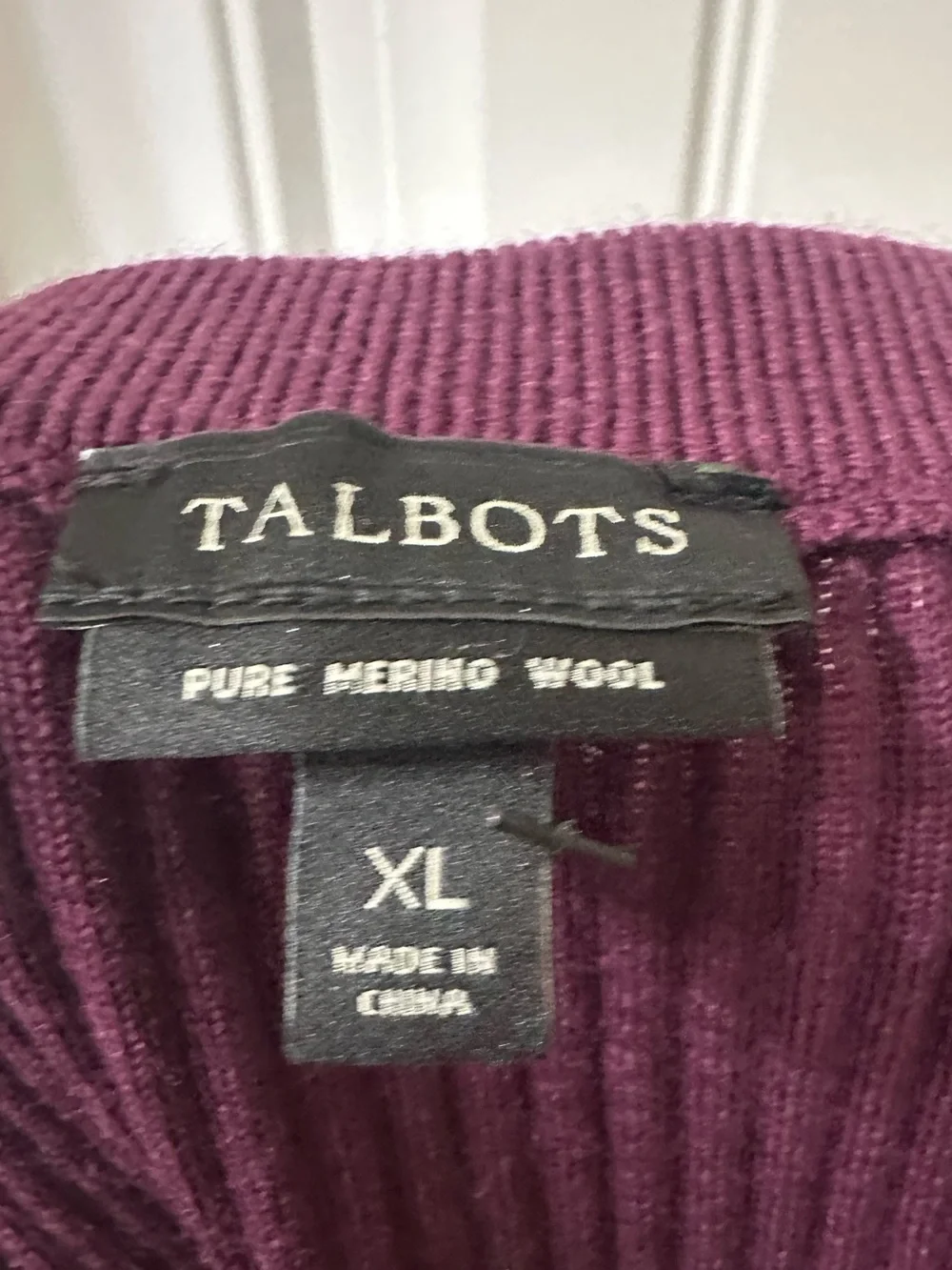 Talbots XL 100% Merino Wool Ribbed Midi Skirt Plum Burgundy NWT